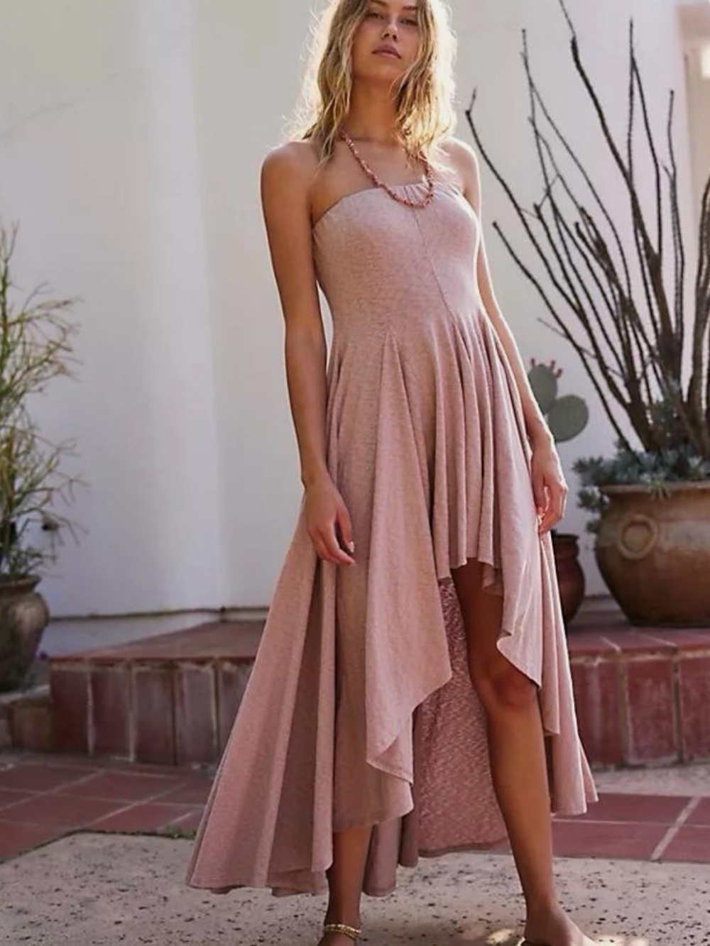Free People Beach Rhone Dusty Pink Strapless Maxi Dress